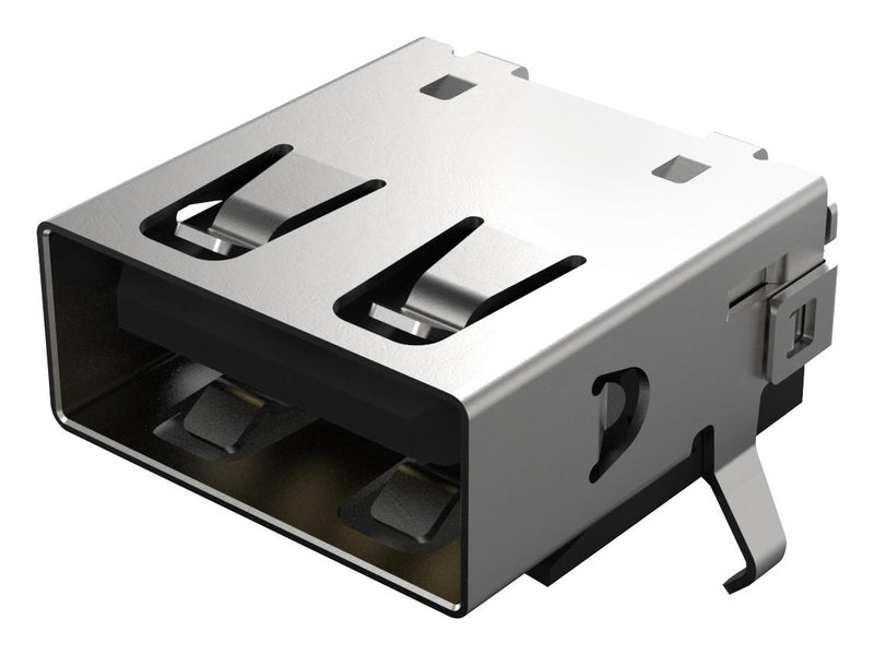 GCT (GLOBAL Connector TECHNOLOGY) USB1130-15-A USB Type A 2.0 Receptacle 4 Ways Through Hole Mount Right Angle