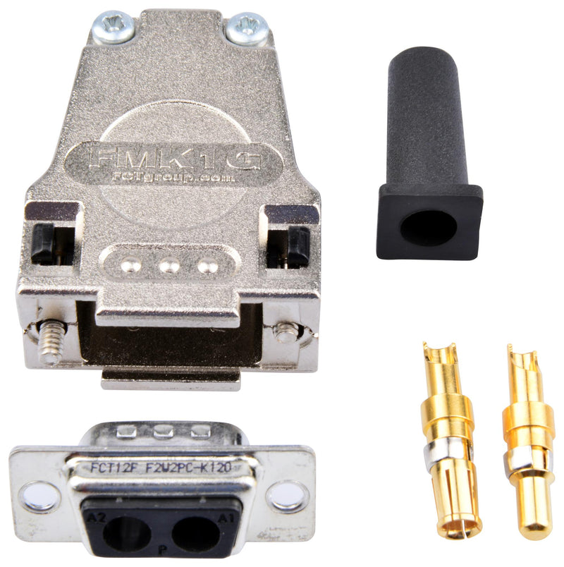 FCT - A Molex Company 173114-0082 Combination Layout D Sub Connector DE-2W2 0 Contacts Plug 2 Solder