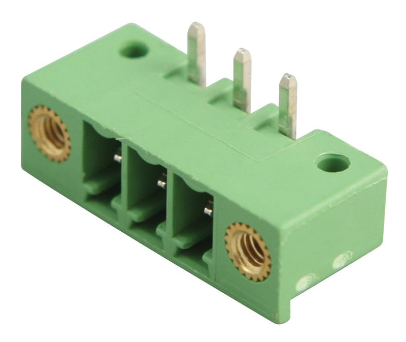 Phoenix Contact MC 15/ 3-GF-381-LR MC 3-GF-381-LR Terminal Block w/Flange Header 3.81 mm 3 Ways 8 A 160 V Through Hole Right Angle