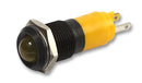 CML INNOVATIVE TECHNOLOGIES 19211352 LED Panel Mount Indicator, Black Chrome Bezel, Yellow, 24 VDC, 14 mm, 20 mA, 70 mcd, IP40