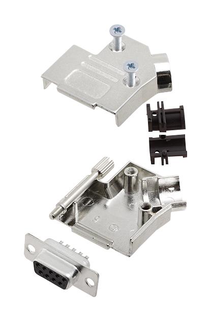 Amphenol ICC (COMMERCIAL PRODUCTS) L17D45ZK09+L77SDE09S D Sub Connector With Backshell DB9 9 Contacts Receptacle Solder DE D45ZK Series Steel Body