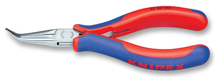 KNIPEX 35 82 145 115mm 45&deg; Bent Half-round Long Jawed Mirror Polished Electronic Pliers with Dual Component Handles