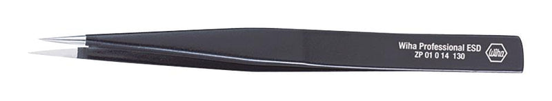 Wiha 32318 Tweezer ESD Straight Pointed Stainless Steel 130 mm Overall Length