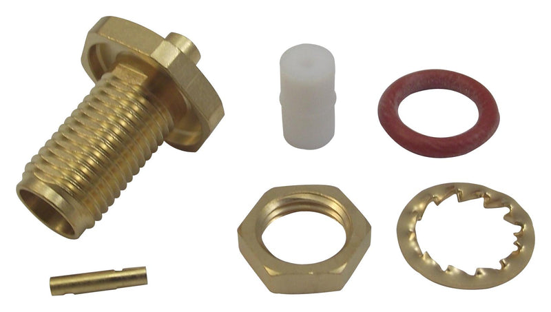 RADIALL R124325003W RF / Coaxial Connector, SMA Coaxial, Straight Bulkhead Jack, Solder, 50 ohm, KS2, RG402, Brass