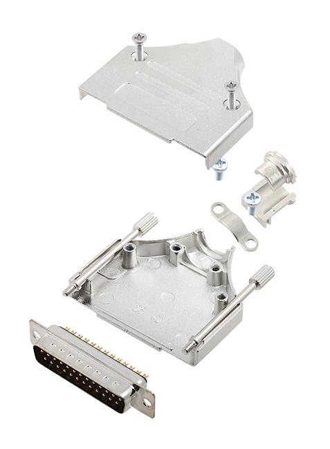 Amphenol ICC (COMMERCIAL PRODUCTS) L17MHDM25+L717SDB25P D Sub Connector With Backshell DB25 25 Contacts Plug Solder DB Mhdm Series Steel Body