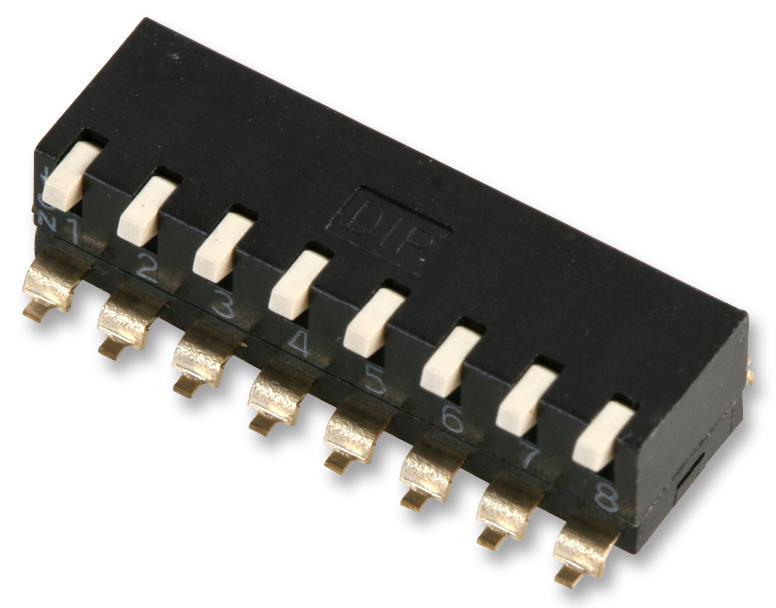 Multicomp PRO MCEPM-08 MCEPM-08 DIP / SIP Switch 8 Circuits Piano Key Surface Mount Spst 24 VDC 25 mA