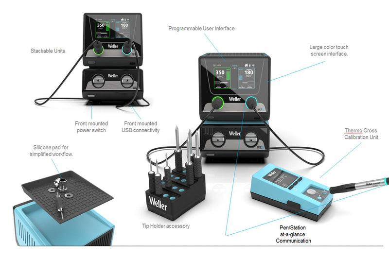 Weller T0053452699 Soldering Rework Station With 1 Air and Vacuum Channel 70 W 240 VAC Wxair Series New