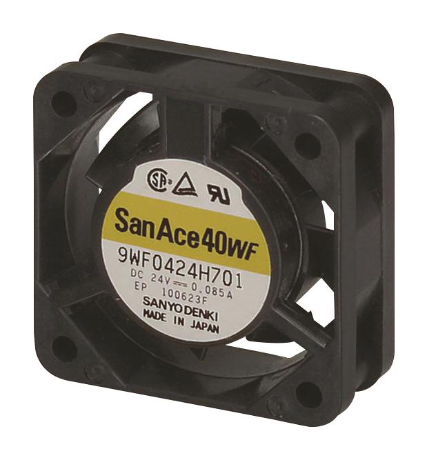 SANYO DENKI - SANACE FANS 9WF0424F601 Axial Fan, 24 VDC, DC, 40 mm, 20 mm, 37 dBA, 7.77 cu.ft/min