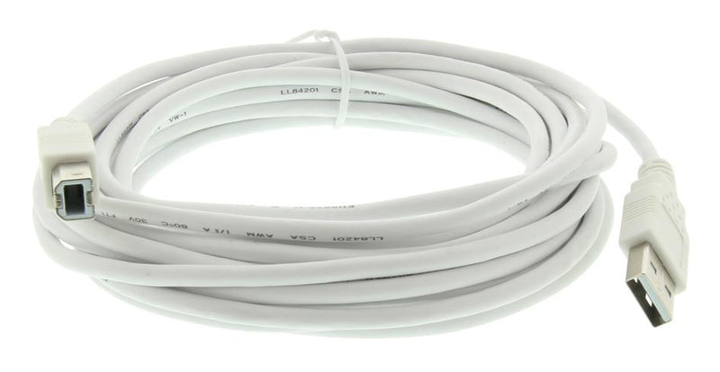 Multicomp PRO SPC4801 USB Cable Type A Plug to B 5 m 16.4 ft 2.0 White