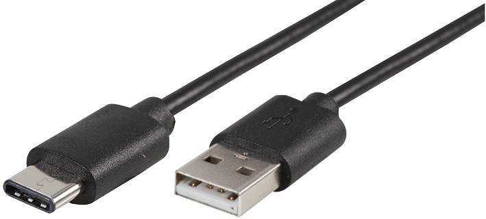 PRO Signal PSG91198 USB Cable Type A Plug to C 1 m 3.28 ft 2.0 Black