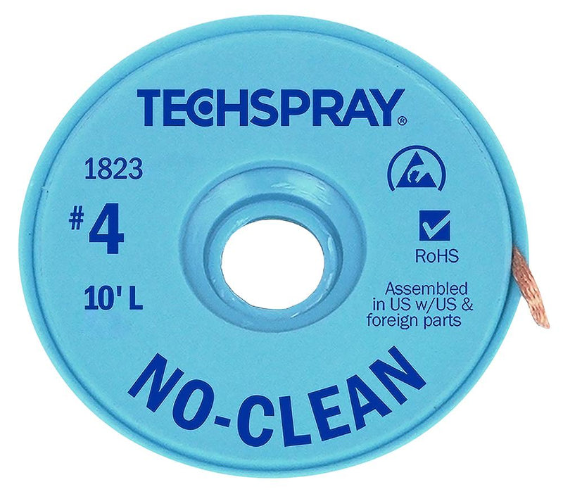 Techspray 1823-10F 1823-10F Desoldering Braid 10 ft x 2.5 mm Flux Coated Copper No Clean New