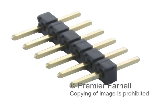 SAMTEC TMM-106-01-G-S Board-To-Board Connector, Single, 2 mm, 6 Contacts, Header, TMM Series, Through Hole, 1 Rows