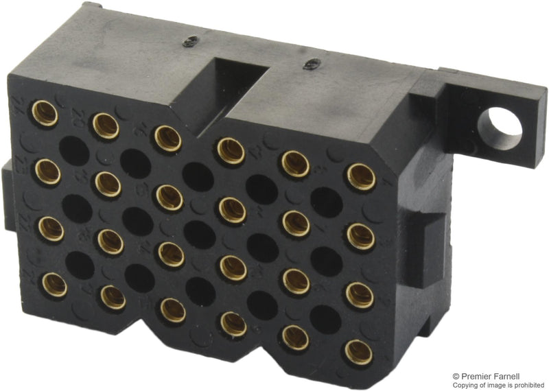 SOURIAU SMS24GE3 Rectangular Power Connector, Qikmate Series, Through Hole, Receptacle, 24 Contacts, 5.08 mm, Socket