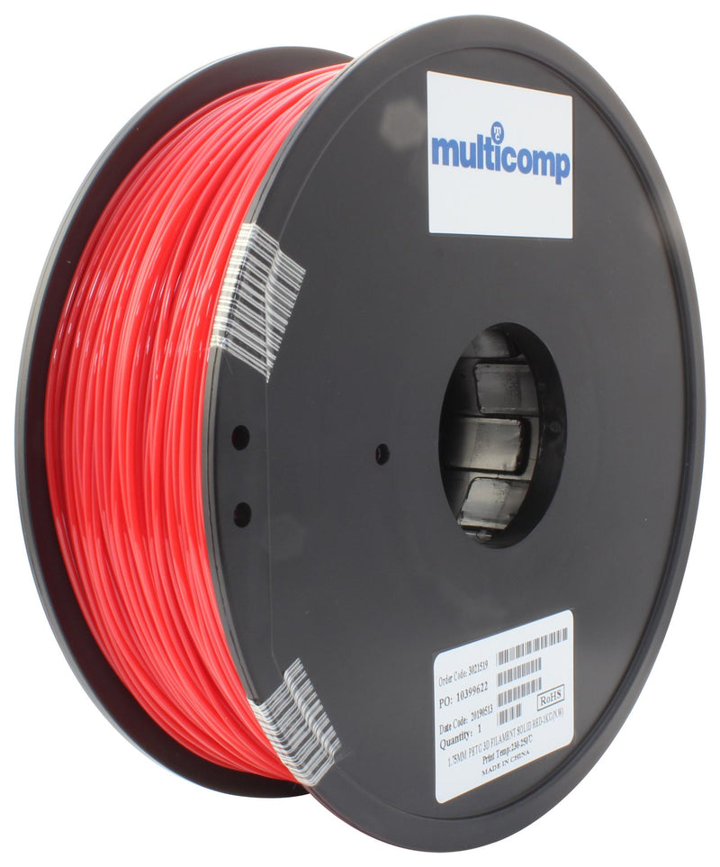 Multicomp MC011466 3D Printer Filament Petg 1.75 mm Solid Red 250 &deg;C Melting Temp