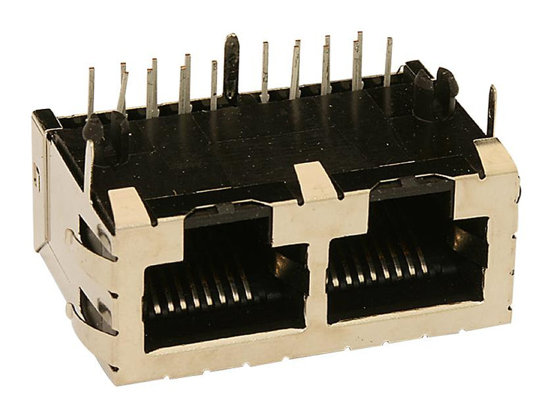 Molex 43223-8128 Modular Connector RJ45 Jack 1 x 2 (Ganged) 8P8C Cat3 Cat4 Through Hole Mount