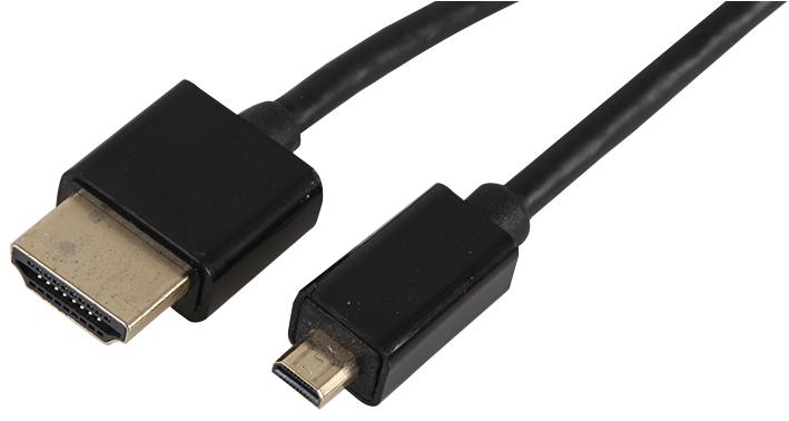 PRO Signal PSG04068 Audio / Video Cable Assembly Hdmi A Plug Micro D 6.6 ft 2 m Black