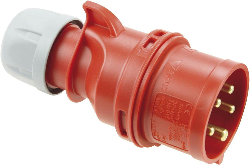 PCE 025-6 025-6 Pin &amp; Sleeve Connector 32 A 400 V Cable Mount Plug 3P+N+E Red