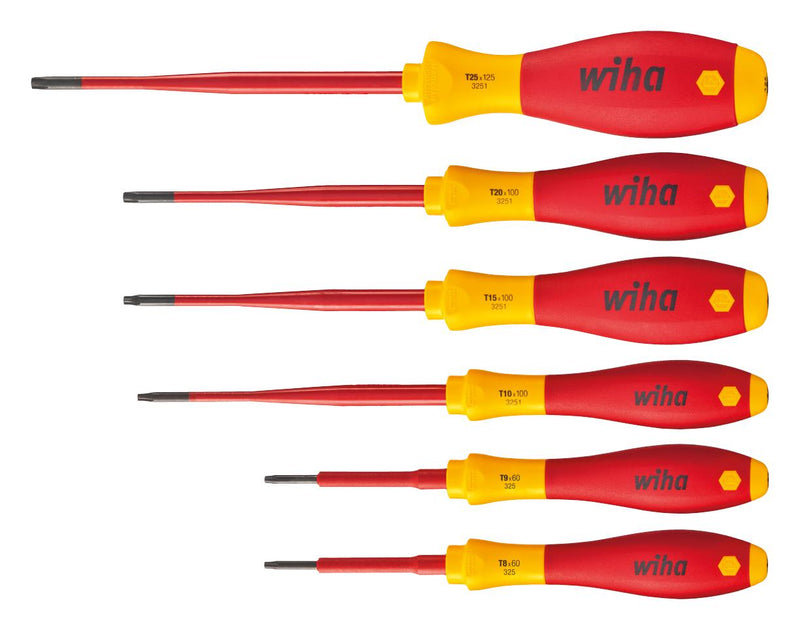 Wiha 36558 Screwdriver Set VDE Torx T8 - T25 Softfinish 6 Piece