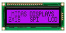 Midas MD21605G6W1-FPTLRGBS MD21605G6W1-FPTLRGBS Alphanumeric LCD 16 x 2 Black on RGB 5V SPI English Japanese Transflective