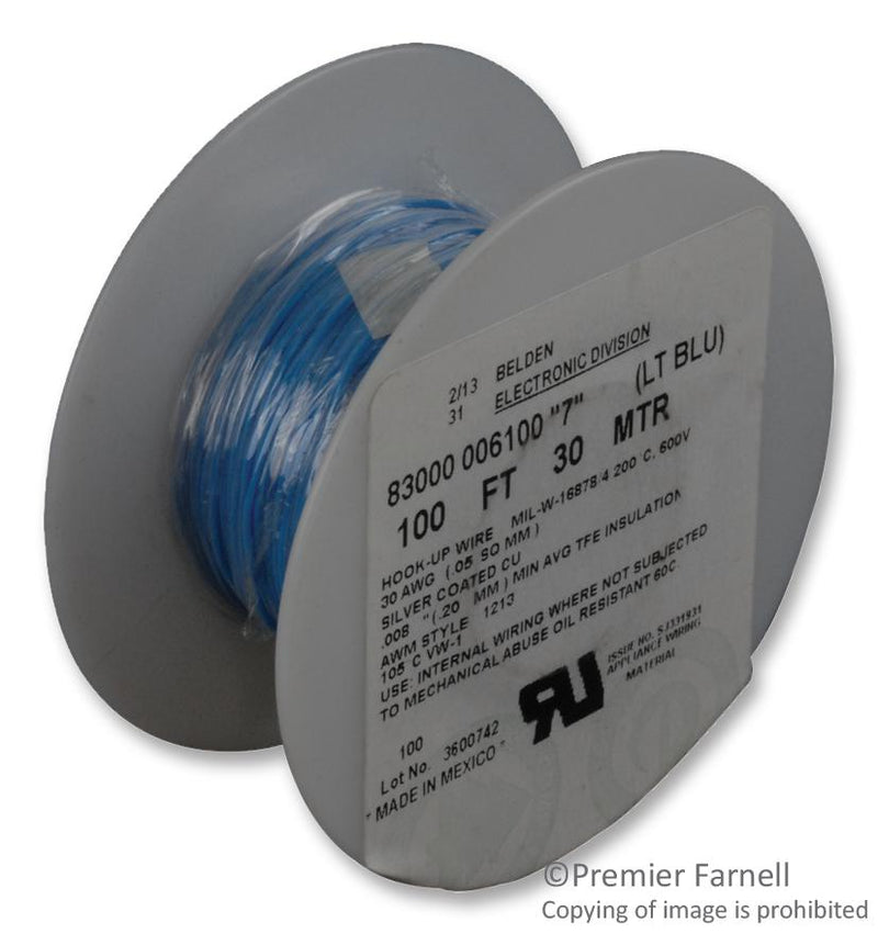 Belden 83000 006100 Hook UP Wire 100FT 30AWG Copper Blue