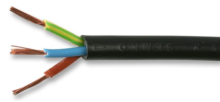 PRO POWER 2183Y-0.75MMBLK100M Round Mains Cable 2183Y 3-Core 6A Black 0.75mm&sup2; x 100m