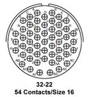 Amphenol Industrial GTS020R32-22S GTS020R32-22S Circular Connector Box Mount Receptacle 54 Contacts Solder Socket Reverse Bayonet 32-22