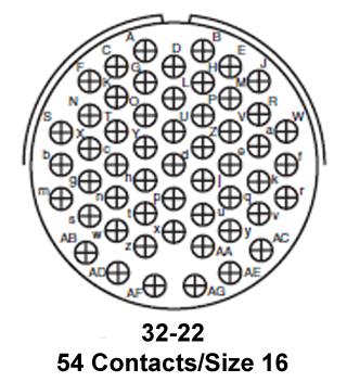 Amphenol Industrial GTS020R32-22S GTS020R32-22S Circular Connector Box Mount Receptacle 54 Contacts Solder Socket Reverse Bayonet 32-22