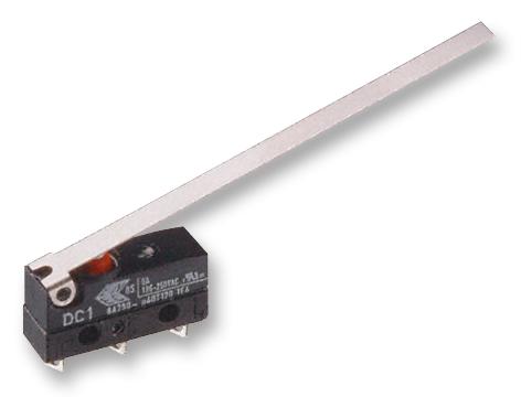 ZF ELECTRONICS DC1C-A1LD Microswitch, Snap Action, Long Lever, SPDT, Quick Connect, Solder, 5 A, 48 VDC