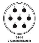 ITT Cannon MS3100R24-10SW MS3100R24-10SW Circular Connector MIL-DTL-5015 Series Wall Mount Receptacle 7 Contacts Solder Socket Threaded