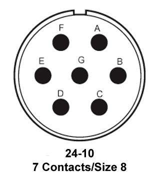 ITT Cannon MS3100R24-10SW MS3100R24-10SW Circular Connector MIL-DTL-5015 Series Wall Mount Receptacle 7 Contacts Solder Socket Threaded