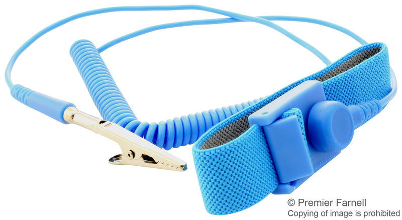 MULTICOMP 066-00065 Anti Static Wrist Strap, Adjustable, 6ft Cord, Blue, Stud