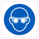 Multicomp PRO MP009777 Safety Sign Wear Eye Protection PVC (Polyvinylchloride) 100 mm White on Blue