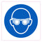 Multicomp PRO MP009777 Safety Sign Wear Eye Protection PVC (Polyvinylchloride) 100 mm White on Blue