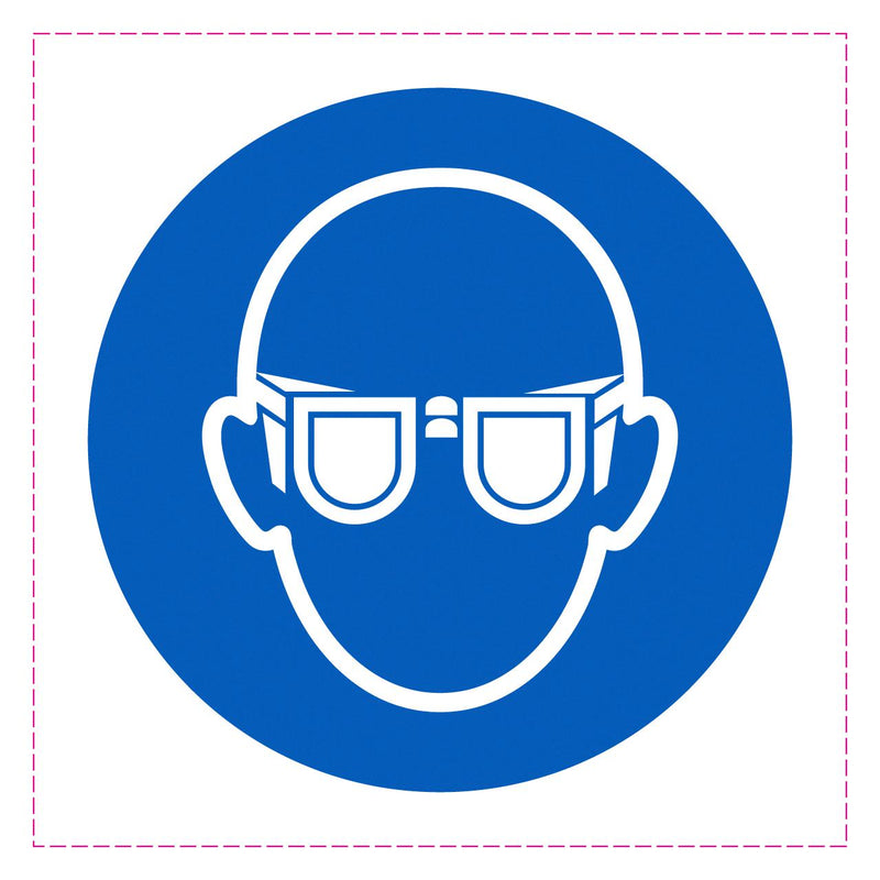 Multicomp PRO MP009777 Safety Sign Wear Eye Protection PVC (Polyvinylchloride) 100 mm White on Blue