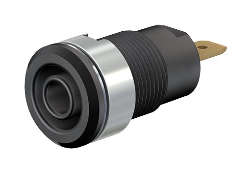 Staubli 23.3000-21 Banana Test Connector 4mm Jack Panel Mount 24 A 1 kV Gold Plated Contacts Black