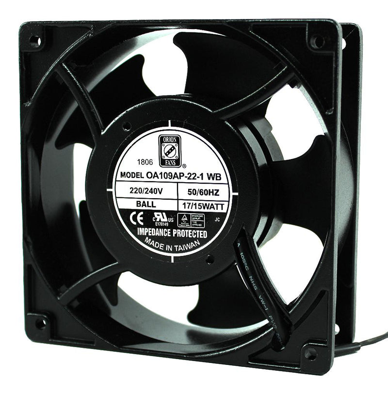 Orion Fans OA109AP-22-1WB AC Axial Fan 230V Square 120 mm 38.5 Ball Bearing 110 CFM