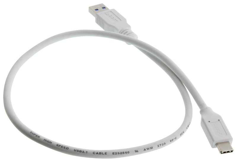 L-COM U3A00063-05M USB Cable 3.0 A PLUG-C Plug WHT 19.7"