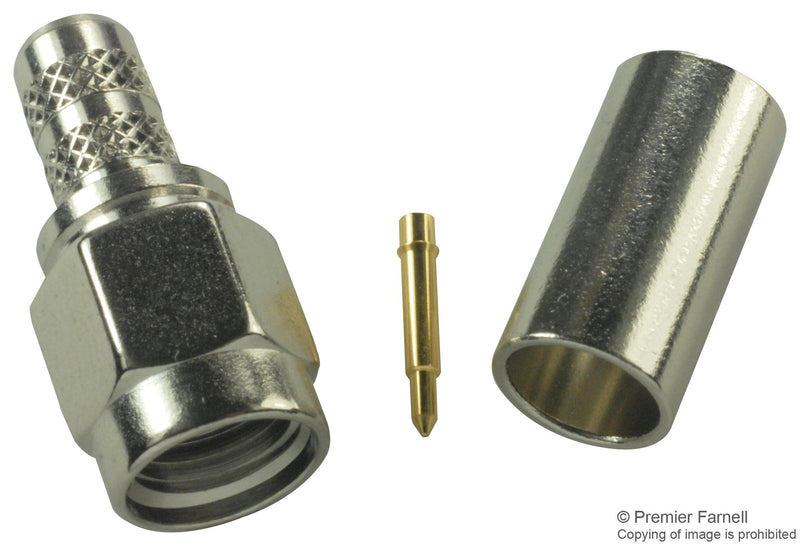 AMPHENOL RF 901-9876-RFX RF / Coaxial Connector, SMA Coaxial, Straight Plug, Crimp, 50 ohm, RG58/U, RG58C/U, RG141/U, Brass