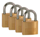 CK TOOLS K12040D4 Padlock, Brass, Hardened Steel Shackle, 40mm, 4 Pieces