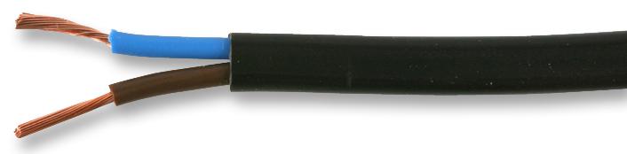 PRO POWER 2192Y-0.75MMBLK100M Oval Mains Cable 2192Y 2-Core 6A Black 0.75mm&sup2; x 100m