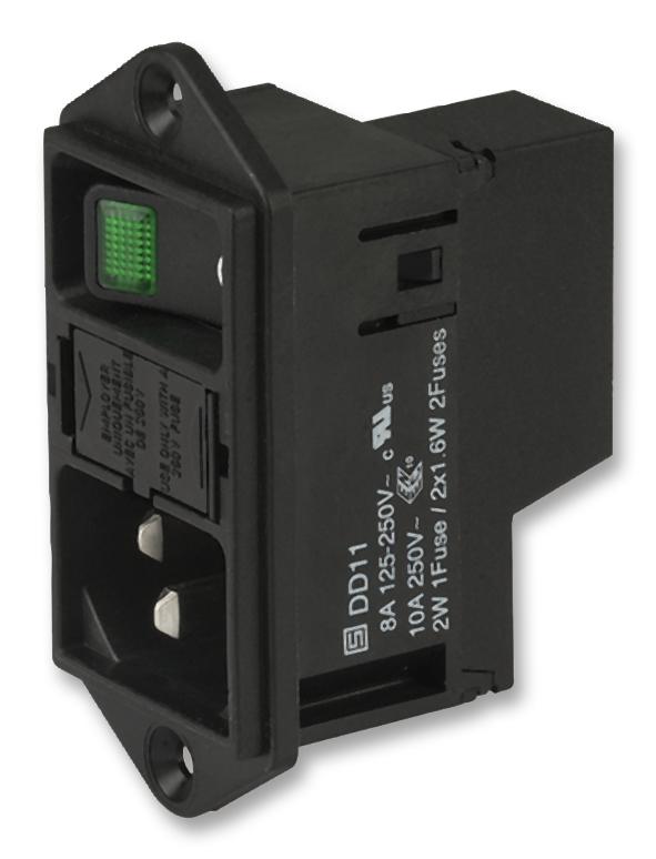 Schurter DD11.0124.1111 DD11.0124.1111 Un-Filtered IEC Power Entry Module C14 Medical 7 A 250 VAC 2-Pole Switch