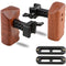 CAMVATE Quick-Release Left & Right Hand Wood Handle Grip with Swat Rail Clamp & Two 70mm Safety Rails for Select DV and DSLR Camera Cages (Rosewood)
