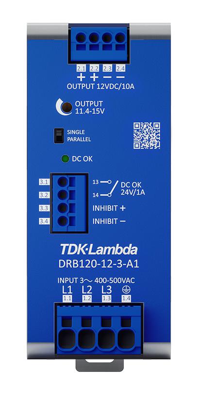 TDK-LAMBDA DRB120-12-3-A1 AC/DC DIN Rail Power Supply (PSU) 3-phase ITE Laboratory &amp; Transformers 1 Output 120 W 12 VDC