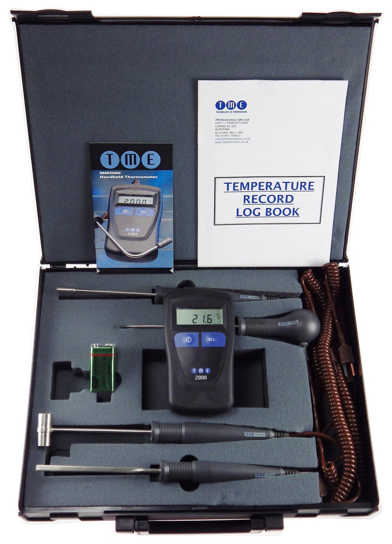 TME FK2 FK2 Temperature Test Kit MM2000 Thermometer Standard Probes Record Book and Case New