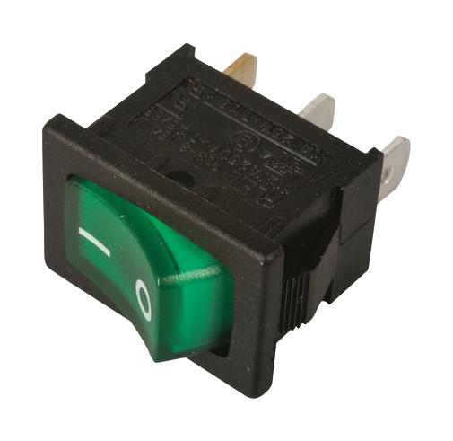 Multicomp PRO MP004429 Rocker Switch 12 VDC 0 I Mark Spst Illuminated Panel Mount Green