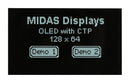 Midas MDOG128064H1D-WMC Graphic Oled 128 x 64 White on Black 3V I2C Parallel SPI 66.8mm 41.3mm -20 &deg;C