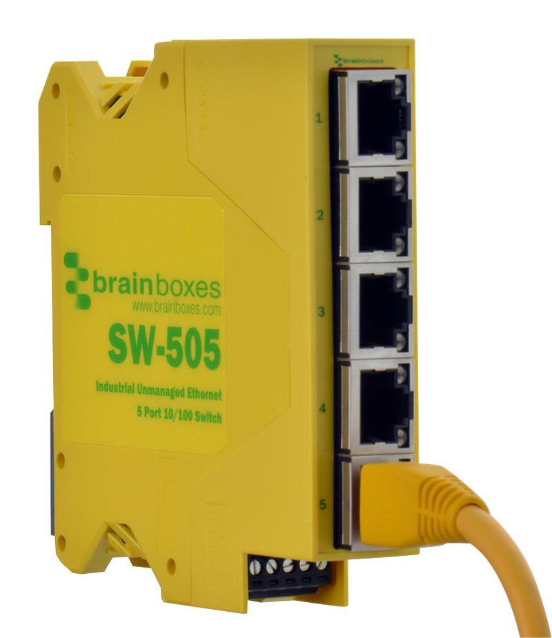 BRAINBOXES SW-505 5 Port Unmanaged Ethernet Switch Compact DIN Mountable