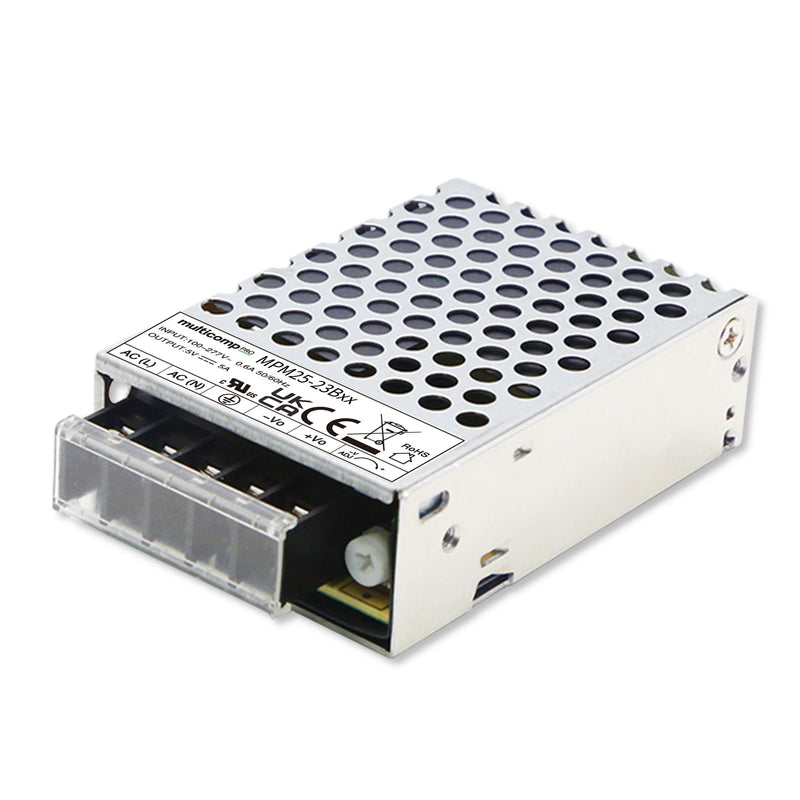 Multicomp PRO MPM25-23B12 AC/DC Enclosed Power Supply (PSU) 10.8-13.2V ITE &amp; Transformers 1 Outputs 25.2 W 12 VDC 2.1 A