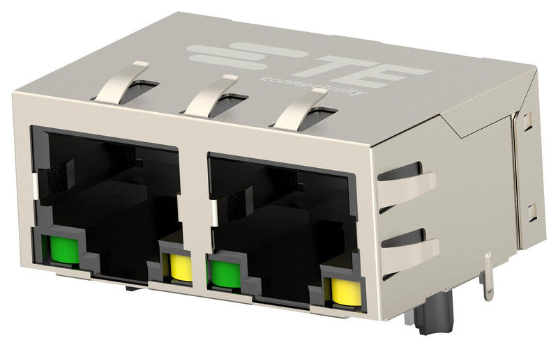 TE Connectivity 2337994-4 Modular Connector RJ45 Jack 1 x 2 (Ganged) 8P8C Cat5 Through Hole Mount