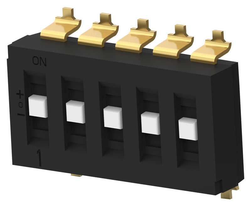 Alcoswitch - TE Connectivity TDS05SGRSTR04 DIP / SIP Switch Recessed Type 5 Circuits SP3T SMD TDS Series Sealed 24 V